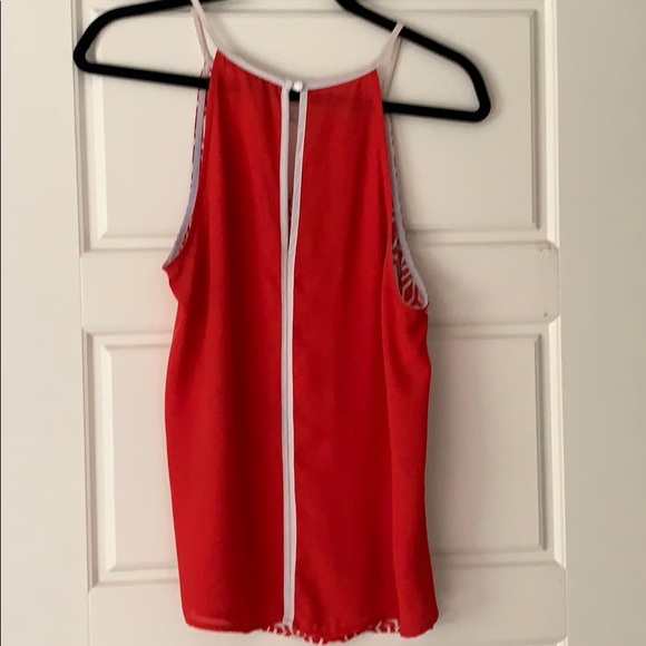 Orange/white patterned sleeveless top - Picture 3 of 4